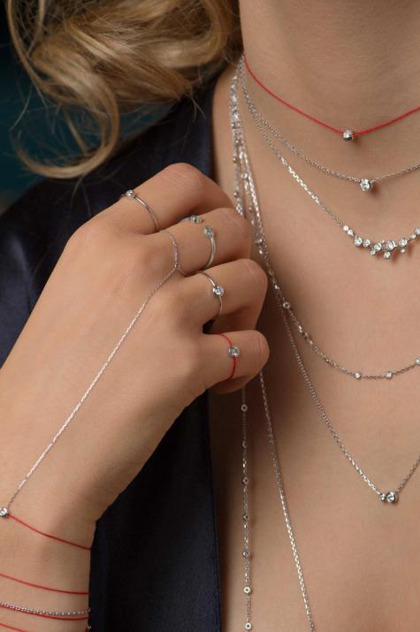 Anillo rígido con diamante de 0.5ct con base en oro rosa - Redline - 0++