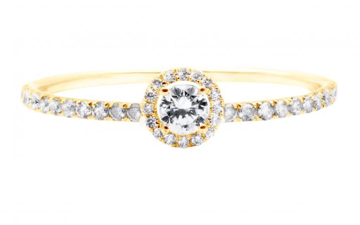 Ring band with 0.15ct diamond in yellow gold prong setting - Redline - 0++