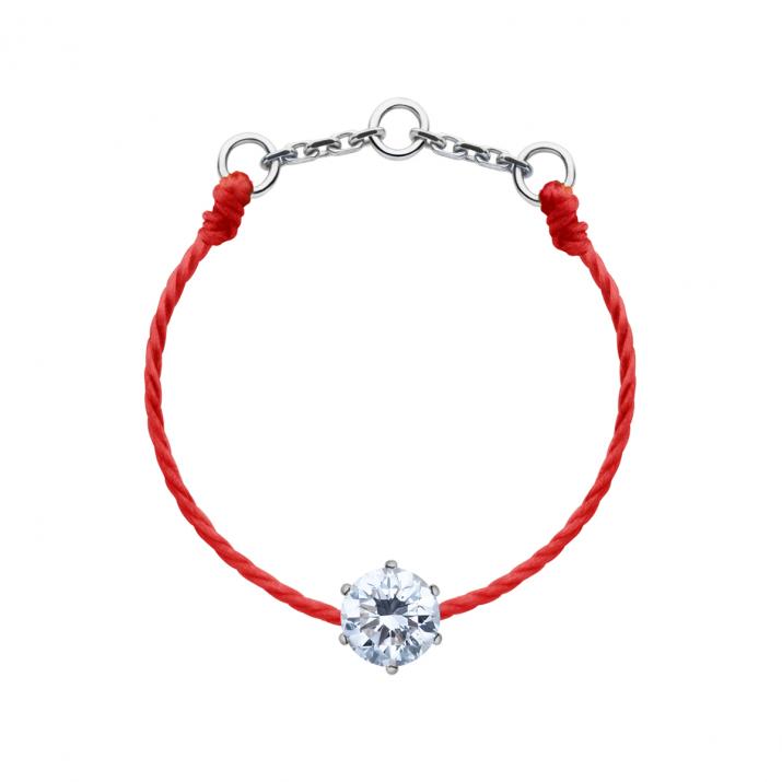 Anillo en hilo absolu con diamante de 0.10ct en base de oro blanco - Redline - 0++