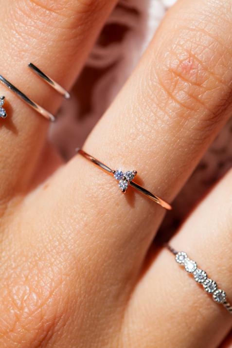 Ring with 0.42ct Round Diamond in Rose Gold Prong Setting - Redline - 0++