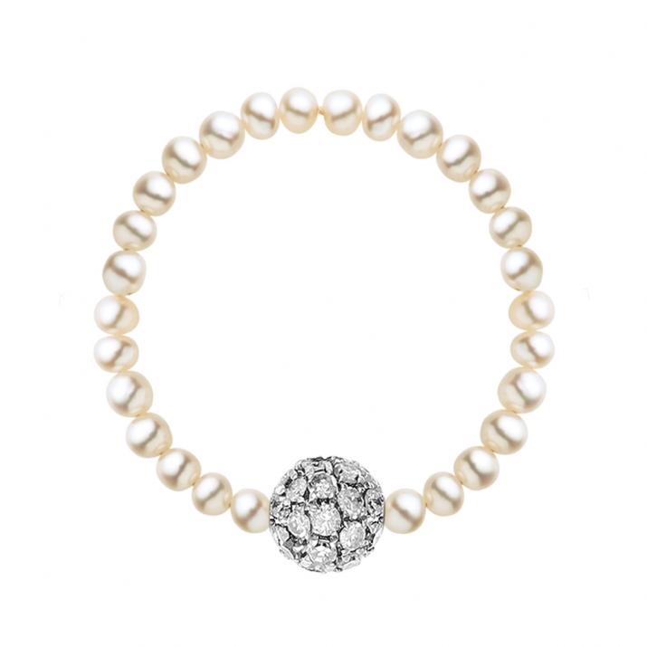 Anillo de perlas pompón diamante de 0.19ct con base en oro negro - Redline - 0++