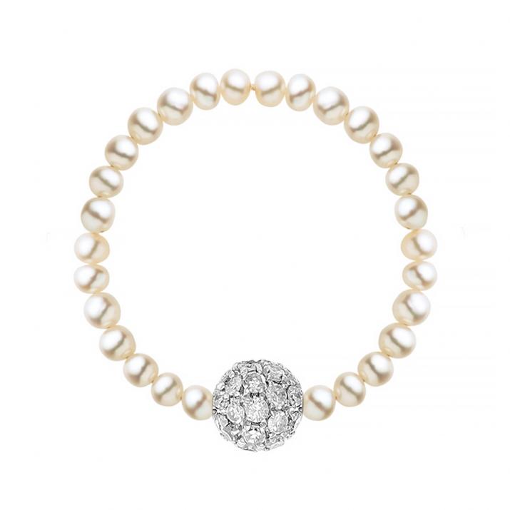 Anillo de perlas pompón diamante de 0.19ct con base en oro blanco - Redline - 0++