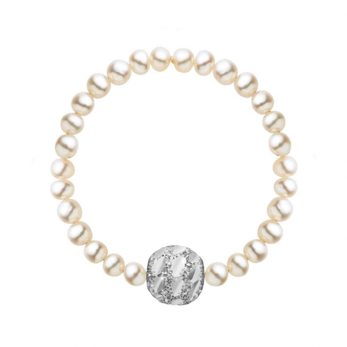 Anillo de perlas con diamante con base en oro blanco - Redline - 0++