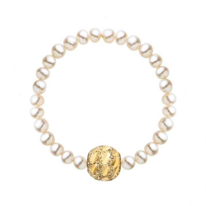 Anillo de perlas con diamante con base en oro amarillo - Redline - 0++