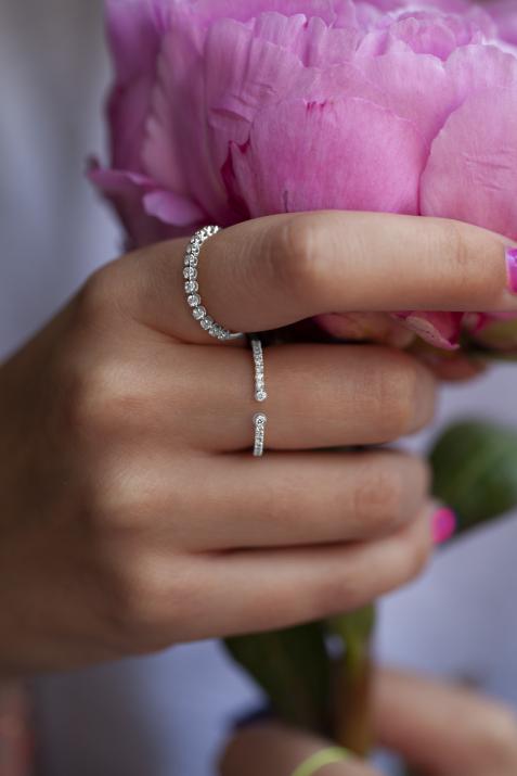 Anillo rígido con 1.46ct de diamantes en oro blanco - Redline - 0++