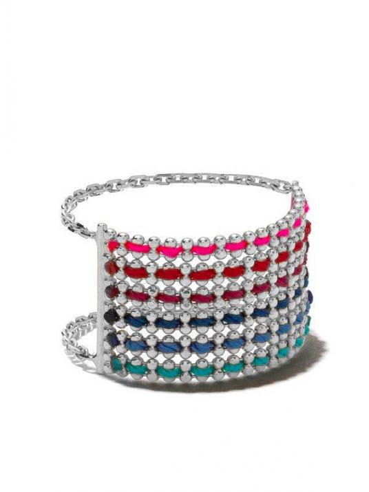 Rectangular shape white gold chain ring - Redline - 0++