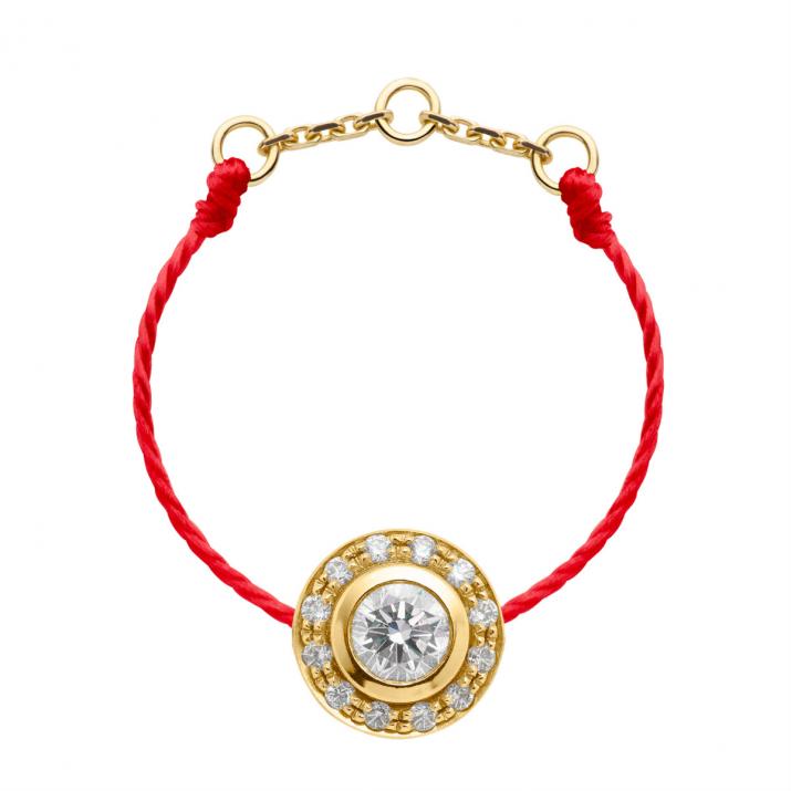 Anillo en hilo con diamante de 0.26ct en base de oro amarillo - Redline - 0++