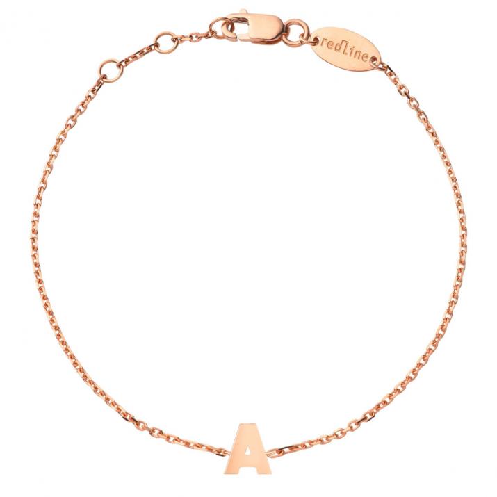 Pulsera Alfabeto Cadena en Oro Rosa - Redline - 0++