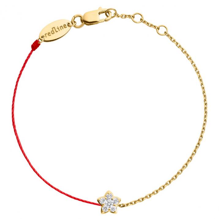 String and chain bracelet with 0.05ct diamonds on a star in yellow gold - Redline - 0++