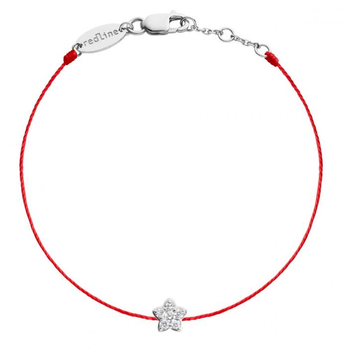 String bracelet with 0.05ct diamonds on a star in white gold - Redline - 0++