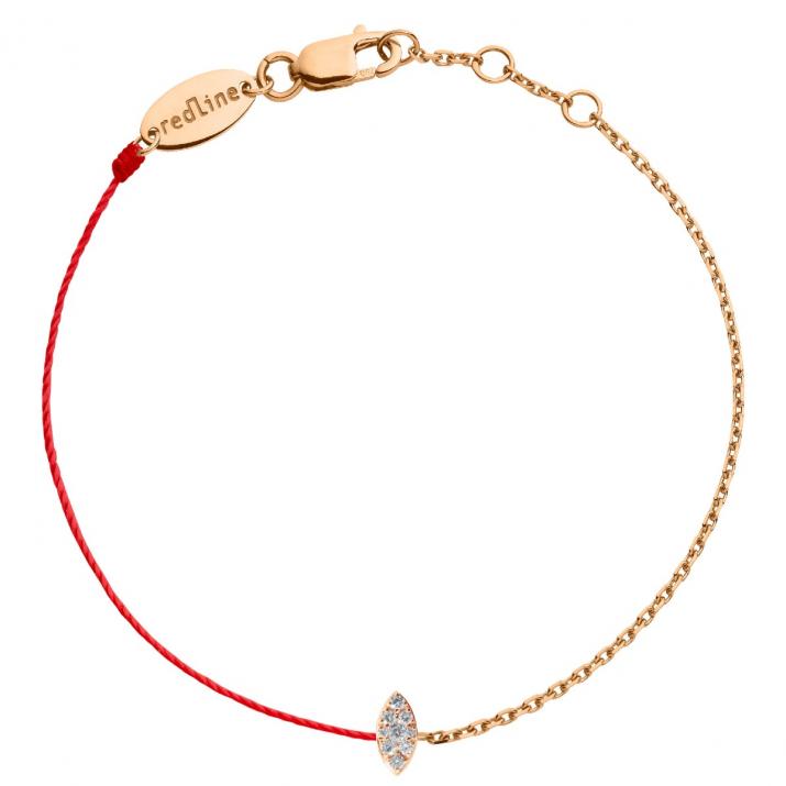 Pulsera en hilo y cadena con diamante de 0.5ct en oro rosa - Redline