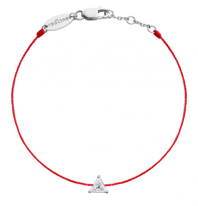 Pulsera en hilo con diamante de 0.10ct en base de oro blanco - Redline - 0++