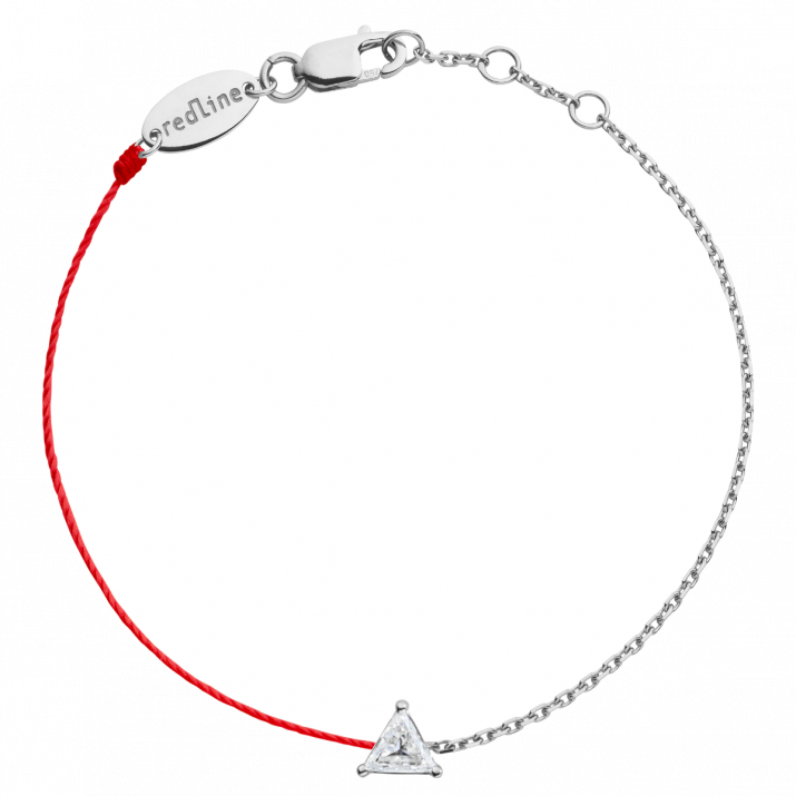 Pulsera en hilo y cadena con diamante de 0.10ct en base de oro blanco - Redline - 0++