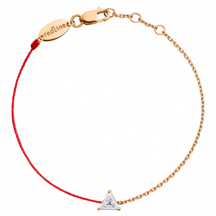Pulsera en hilo y cadena con diamante de 0.10ct en base de oro rosa - Redline - 0++
