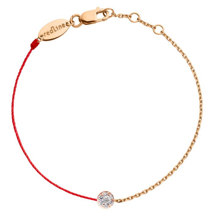 Pulsera en hilo y cadena con diamante de 0.5ct en base de oro rosa - Redline