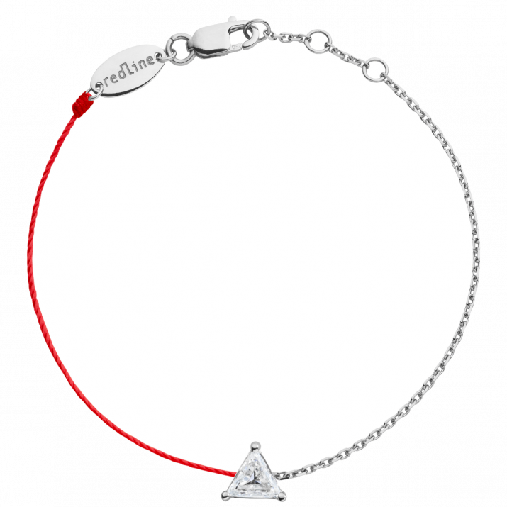 Pulsera en hilo y cadena con diamante de 0.20ct en base de oro blanco - Redline - 0++