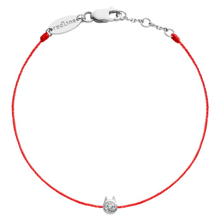 Pulsera de alambre con diamante redondo de 0,05 ct engastado en oro blanco de 18 k con forma de gato - Redline - 0++