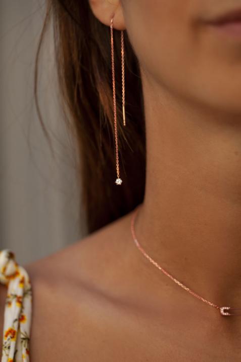 Pendientes con 0.20ct de diamantes en base de oro rosa - Redline - 0++