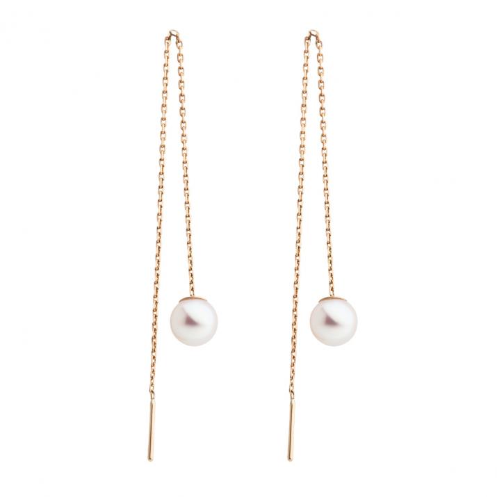 Yellow gold earrings with Akoya pearls - Redline - 0++