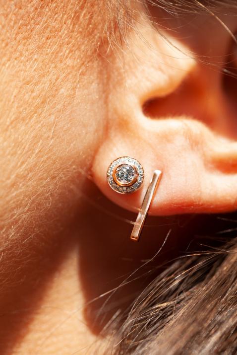 Pendientes con 0.52ct de dimantes en base de oro rosa - Redline - 0++