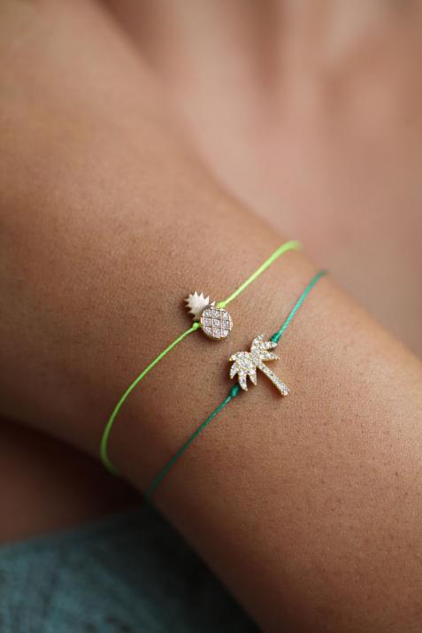 Pulsera de hilo de piña de oro rosa con pavé de diamantes - Redline - 0++