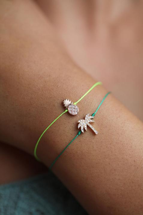 Pulsera de hilo de piña de oro amarillo con pavé de diamantes - Redline - 0++