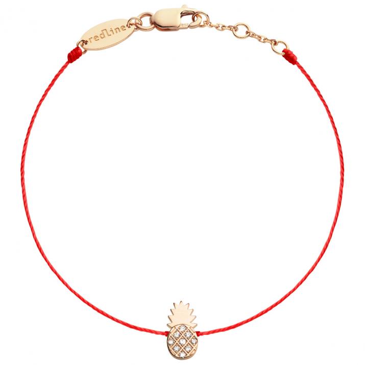 Pulsera de hilo de piña de oro amarillo con pavé de diamantes - Redline - 0++