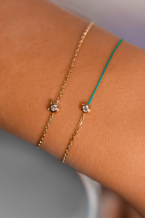 Pulsera de cadena y diamantes de 0,05 ct engastada en forma de osezno de oro amarillo - Redline - 0++