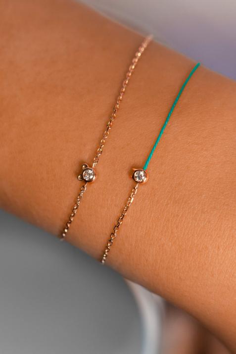 Pulsera de cadena y diamantes 0,05 ct engastada en forma de oso de oro rosa - Redline - 0++