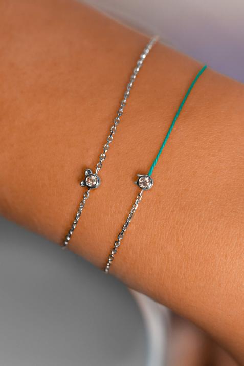 Pulsera de cadena y diamantes de 0,05 ct engastada en forma de oso de oro blanco - Redline - 0++