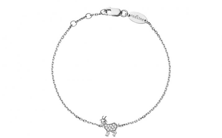 White gold chain bracelet with diamond-paved goat - Redline