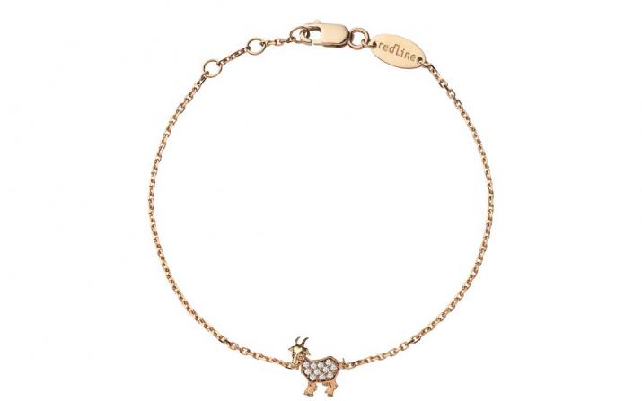 Rose gold chain bracelet with diamond-paved goat - Redline