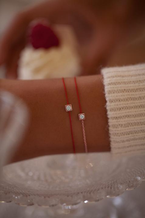 Pulsera de cadena para mujeres con diamante redondo de 0.10ct en engaste de oro rosa - Redline - 0++