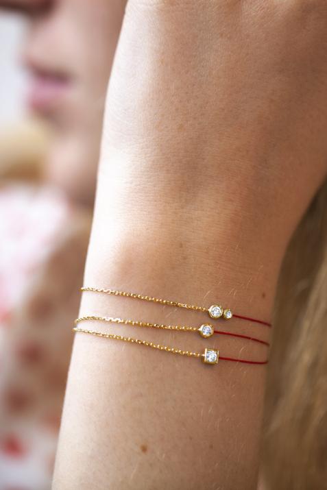 Pulsera de cadena para mujeres con diamante redondo de 0.10ct en engaste de oro amarillo - Redline - 0++