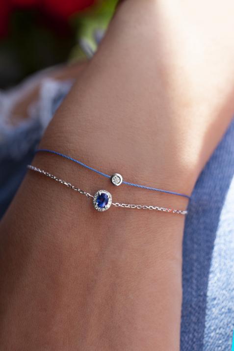 White gold chain bracelet with saphire and diamonds - Redline - 0++