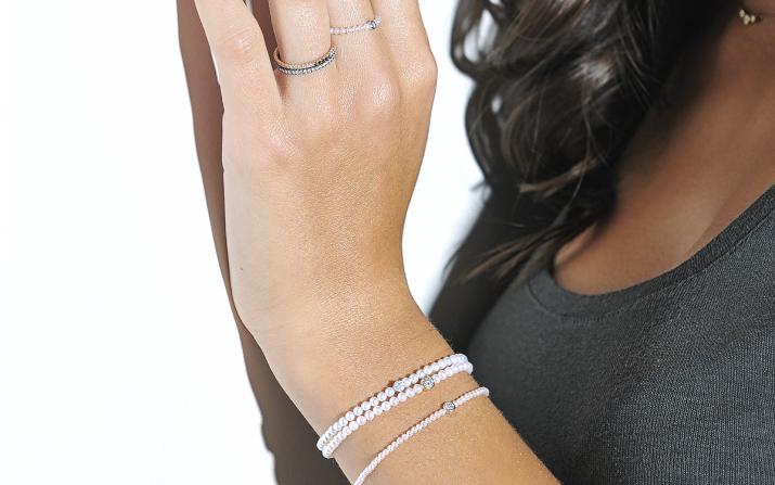 Pulsera de perlas con un diamante de 0.5ct en base de oro blanco - Redline - 0++