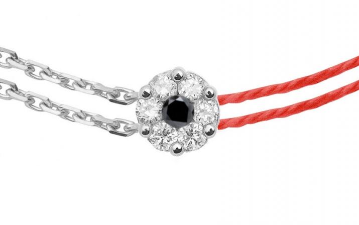 String-Chain Bracelet For Women with 0.06ct Round Diamond in White Gold Cluster Setting - Redline - 0++