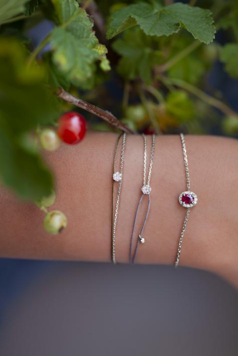 Pulsera multihilos para mujer con diamante de 0.6ct en oro blanco  - Redline - 0++