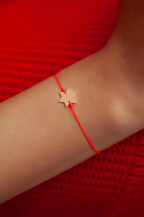 String bracelet with diamond on a star in rose gold - Redline - 0++