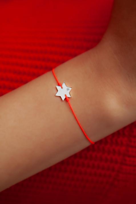 String bracelet with diamond on a star in white gold - Redline - 0++