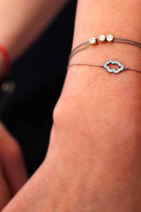 String bracelet with diamond-paved cloud in black gold - Redline - 0++