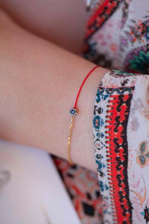 Pulsera hilo y cadena para mujer con 0.5ct de diamantes negros en oro amarillo - Redline - 0++