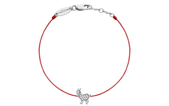 String bracelet with diamond-paved goat in white gold - Redline - 0++