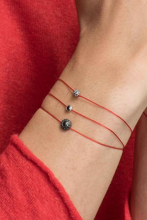 Pulsera para hombre en hilo con 0.20ct de diamantes negros en base de oro blanco - Redline - 0++