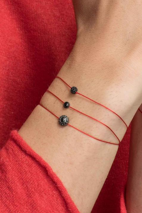 Pulsera para hombre en hilo con 0.20ct de diamantes negros en base de oro negro - Redline - 0++