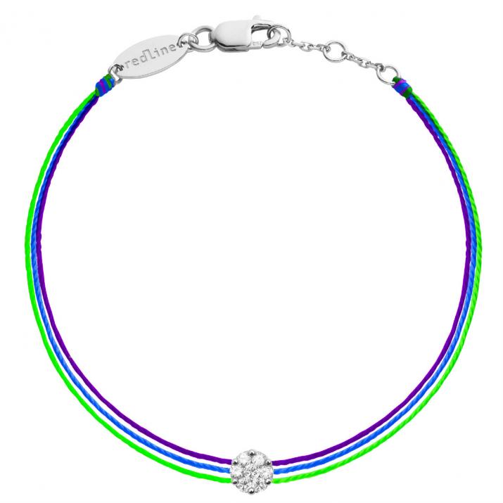 Pulsera multihilos para mujer con diamante de 0.05ct en oro blanco  - Redline - 0++