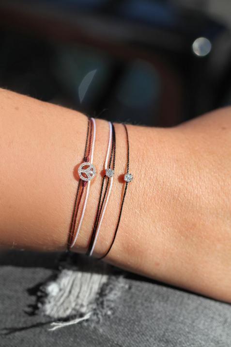 Pulsera multihilos para mujer con diamante de 0.05ct en oro negro - Redline - 0++