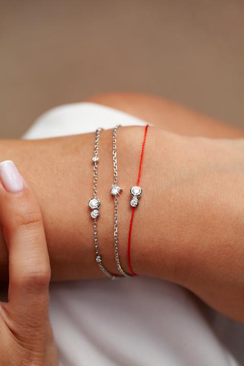 Pulsera en hilo con diamante de 0.15ct en oro blanco - Redline - 0++