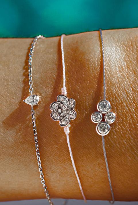 Pulsera en hilo diamante Nymphéa Redline en Oro Blanco - Redline - 0++