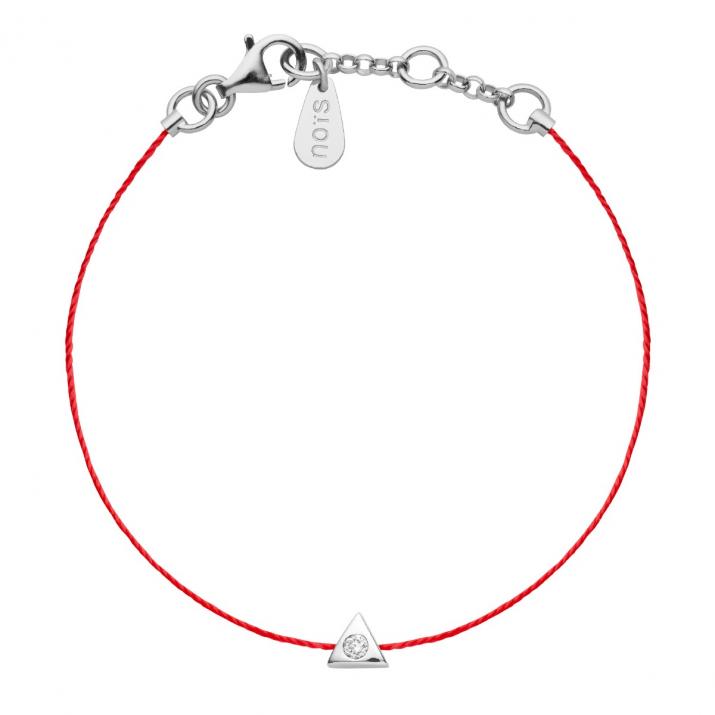 String bracelet with 0.05ct diamond in triangle-shaped 925 silver - Redline - 0++